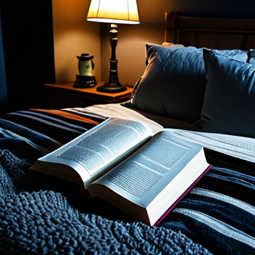 Peaceful Sleep Environment**
"A serene bedroom scene at night. Soft, warm lighting illuminates a comfortable bed with fluffy pillows and a cozy blanket. A bedside table holds a book and a cup of herbal tea. The room is dark, quiet, and relaxing. safe for work, appropriate content, fully clothed, modest, professional photography, perfect anatomy, natural proportions, high quality"
**