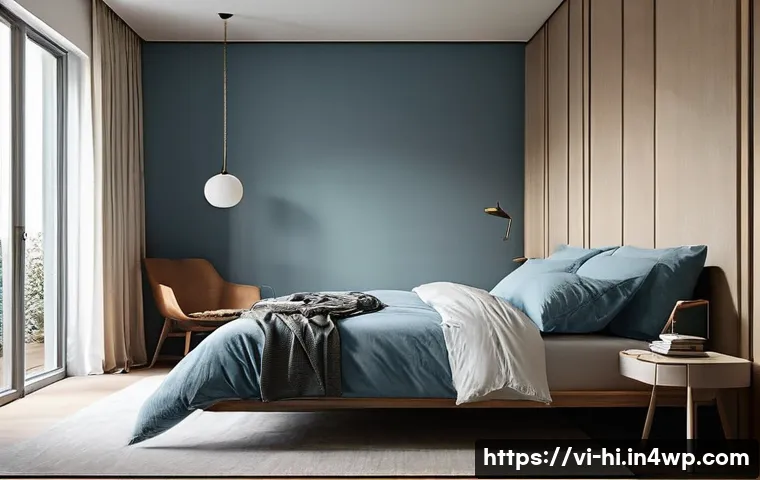 일상에서 수면 환경 점검하기 - **Prompt 1: Serene, Dark Bedroom with Minimalist Design**
"A peaceful and completely dark bedroo...