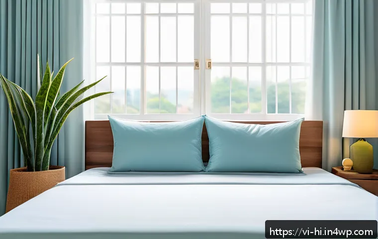 수면 환경 개선을 위한 예산 작성법 - A cozy Vietnamese bedroom interior featuring a high-density foam mattress with moderate firmness, co...
