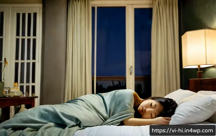 Home 17 수면 환경과 스트레스 감소의 관계 - Photorealistic peaceful bedroom in a modern Vietnamese apartment at night, a relaxed Vietnamese midd...